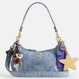 Teri Shoulder Bag In Loved Denim With Charms